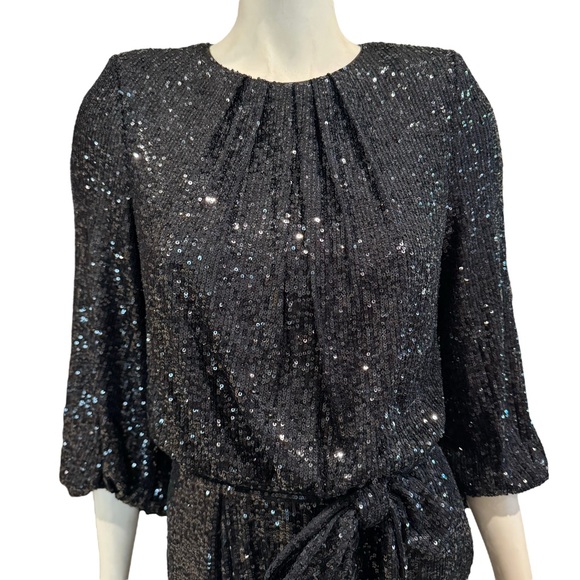 New Vince Camuto Black Sequined Wide Leg Jumpsuit - Picture 3 of 15